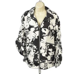 Renuar Sporty Floral Water Repellent Windbreaker Front Zip Jacket Size M (NWT)
